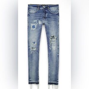 Purple Brand Trendy Distressed Skinny Jeans in Blue